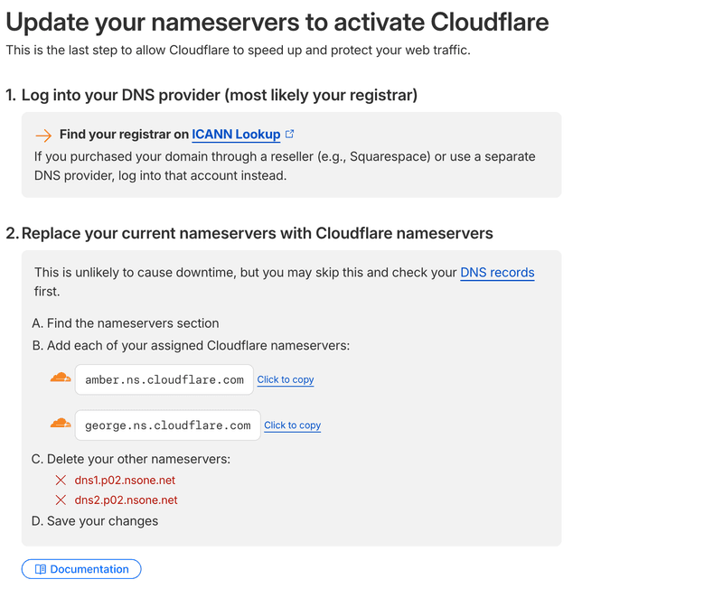 Cloudflare nameserver 변경 안내