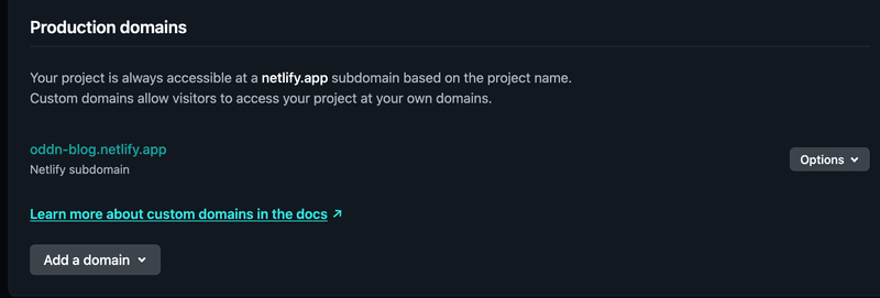 Netlify production domain 정리 화면